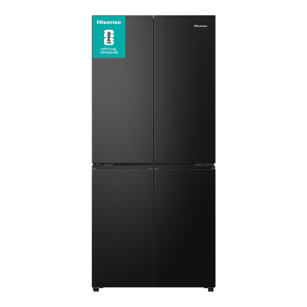 Hisense 79cm PureFlat Four Door Fridge Freezer RQ5P470SAFD – Black