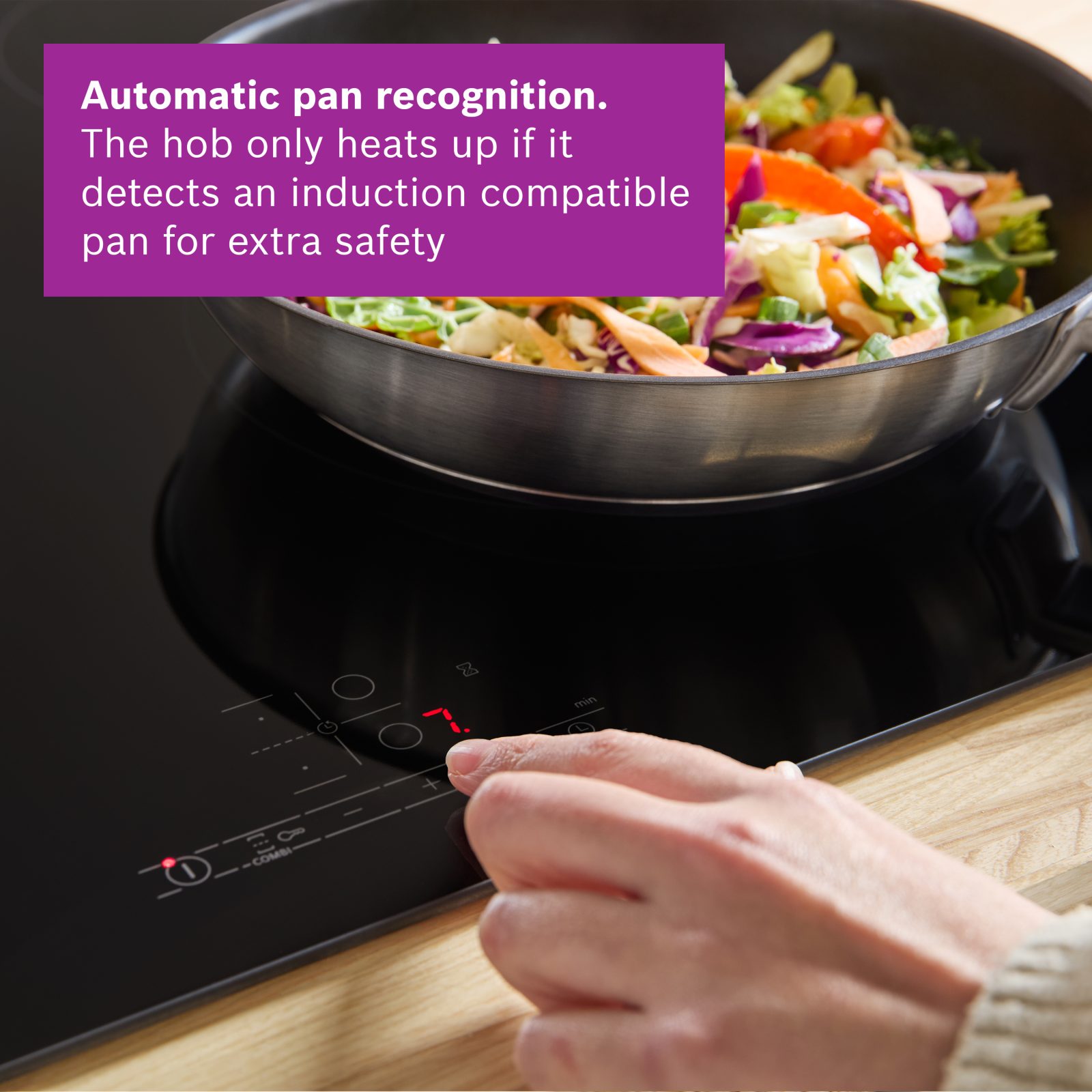 Bosch 60cm Series 4 Frameless CombiZone Induction Hob 13A supply PWP611BB5B – Black