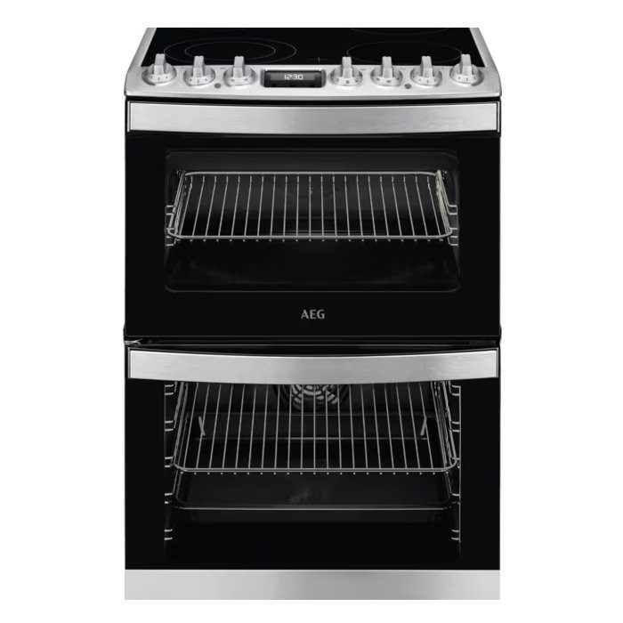 AEG 60cm Freestanding SteamBake Electric Ceramic Cooker CCB6741ACM – Stainless Steel