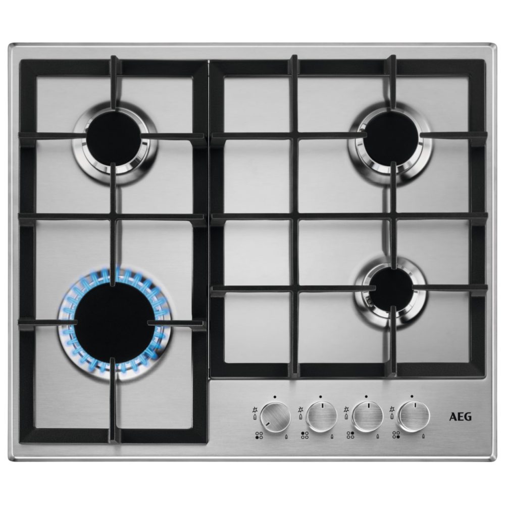 AEG 60cm Series 6000 4 Burner Gas Hob HGB64200SM – Stainless Steel