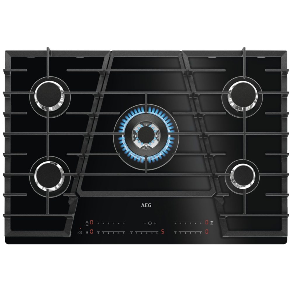 AEG 75cm 5 Burner Gas On Glass Hob HVB75450IB – BLACK