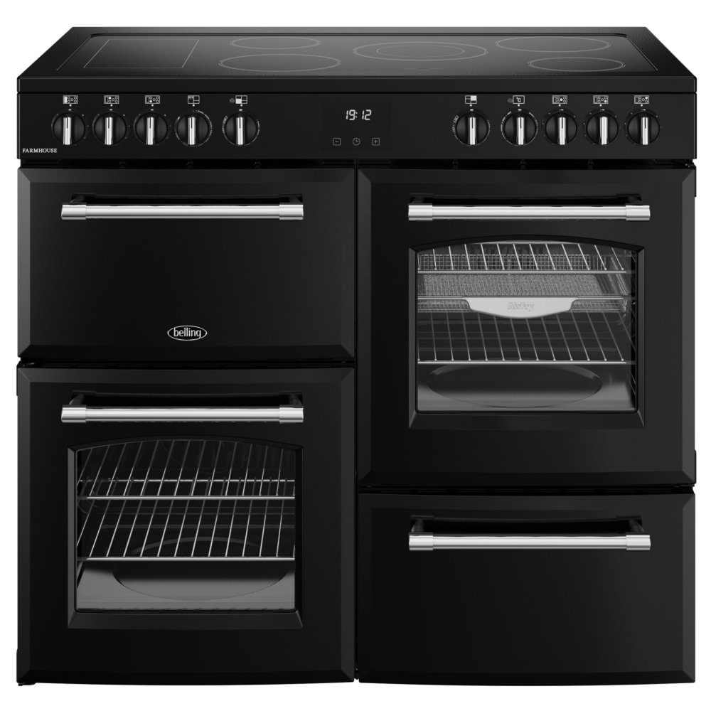 Belling Farmhouse 100E Ceramic Range Cooker 444411826 – BLACK