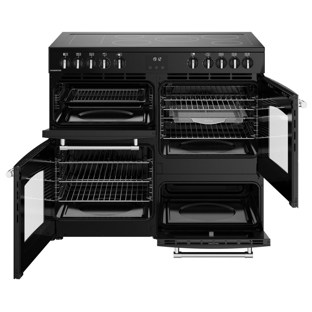 Belling Farmhouse 100E Ceramic Range Cooker 444411826 – BLACK