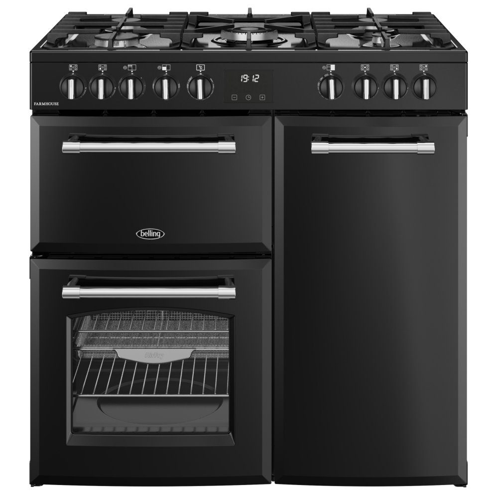 Belling Farmhouse 90DF Dual Fuel Range Cooker 444411820 – BLACK