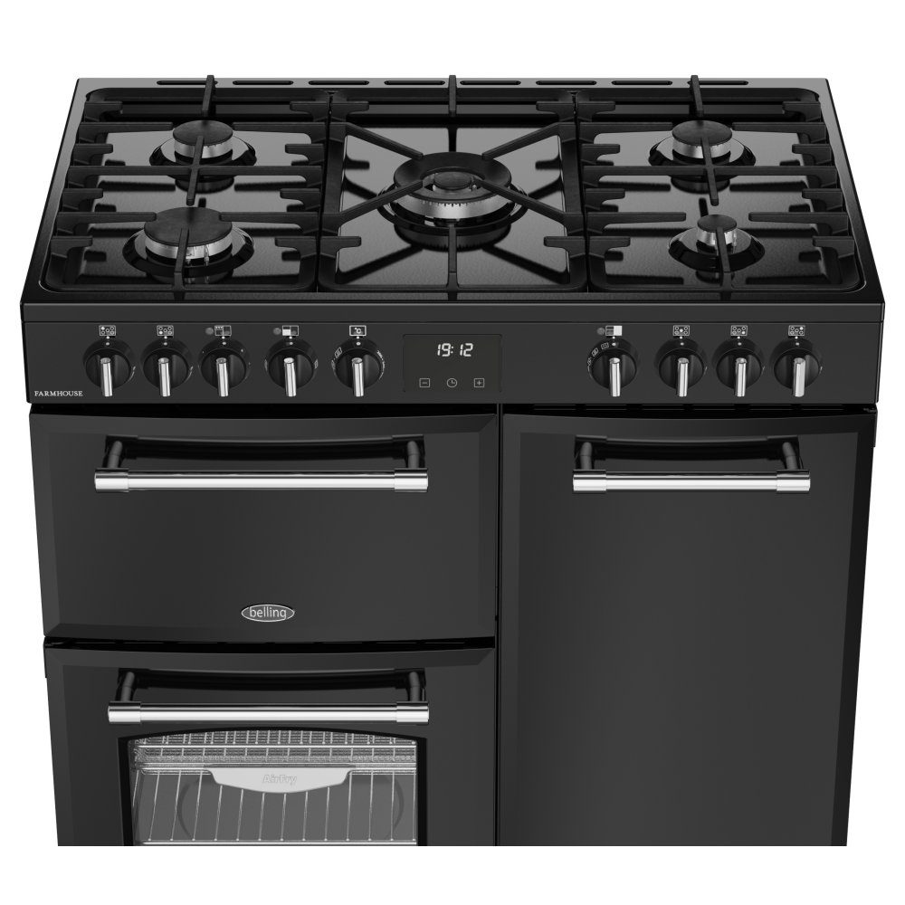 Belling Farmhouse 90DF Dual Fuel Range Cooker 444411820 – BLACK