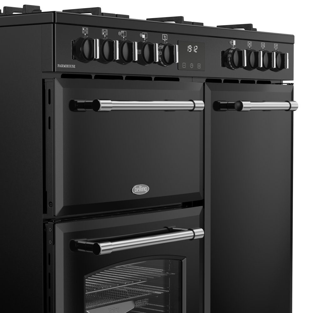 Belling Farmhouse 90DF Dual Fuel Range Cooker 444411820 – BLACK