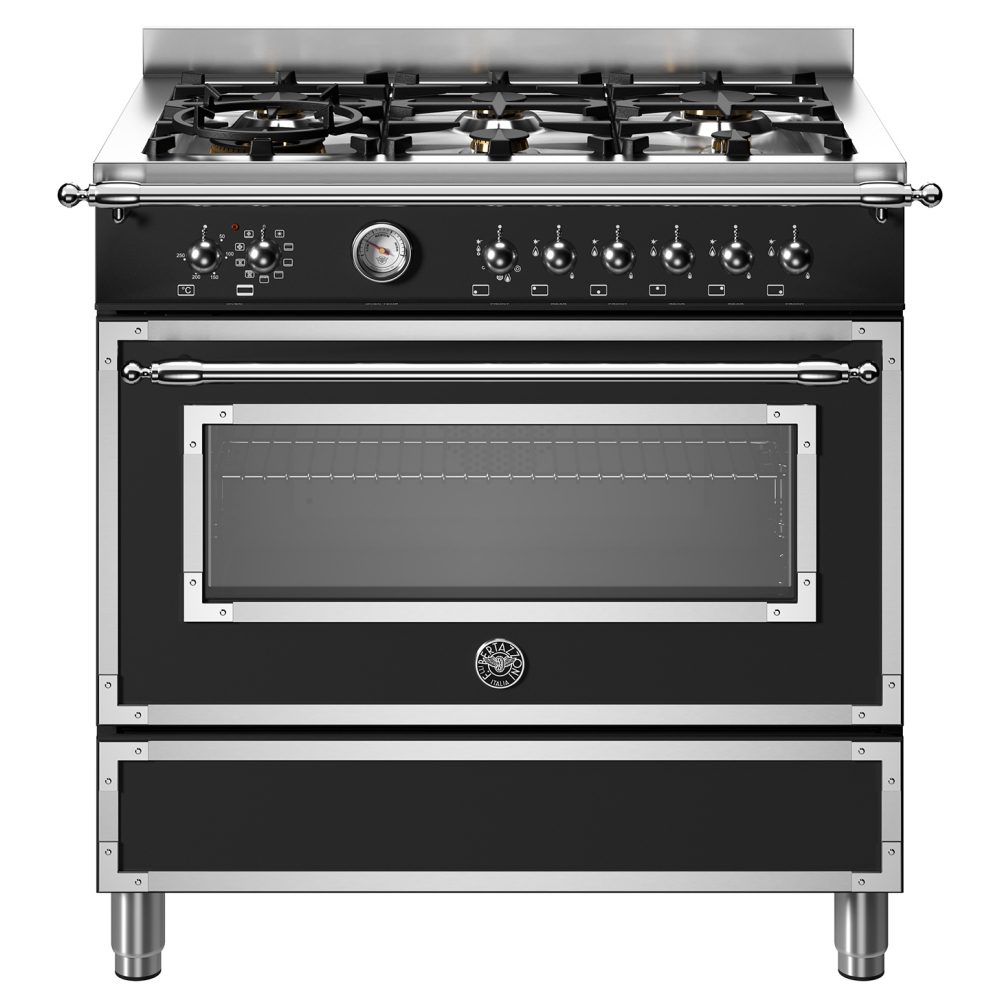 Bertazzoni 90cm Heritage Dual Fuel Range Cooker HER96L1ENET – BLACK