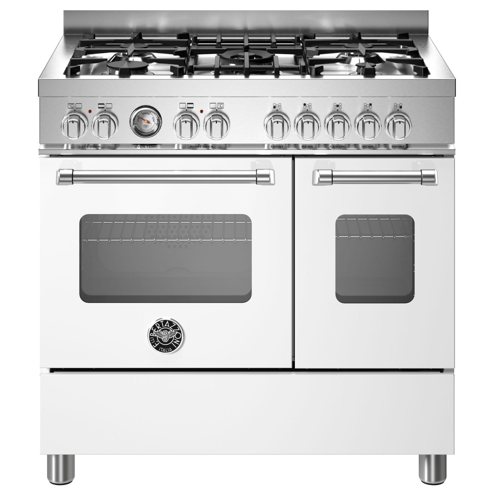 Bertazzoni Master 90cm Range Cooker Twin Oven Dual Fuel Matt White MAS95C2EBIC