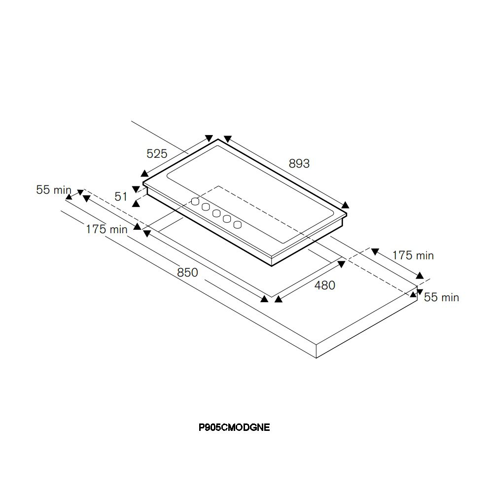 Bertazzoni 90cm Modern Series 5 Burner Gas On Glass Hob P905CMODGNE – Black