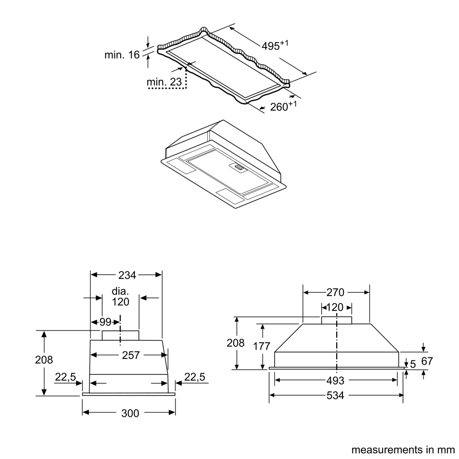 Bosch Series 2 53cm Canopy Hood DLN53AA70B – SILVER