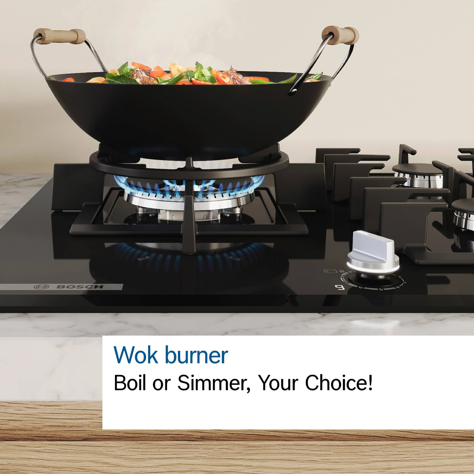 Bosch Series 4 75cm Frameless 5 Burner Gas Hob PGM7B5K90 – Stainless Steel