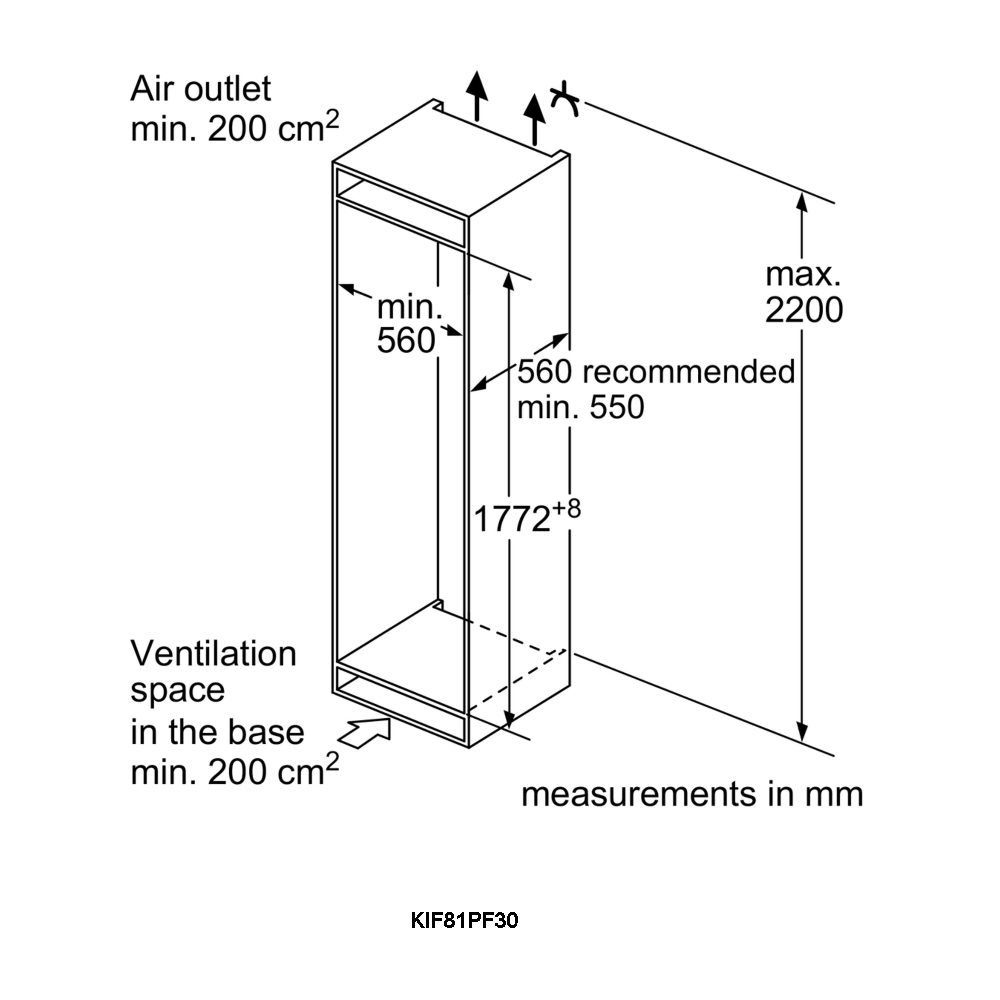 Bosch KIF81PFE0 177cm Series 8 Integrated In Column Larder Fridge