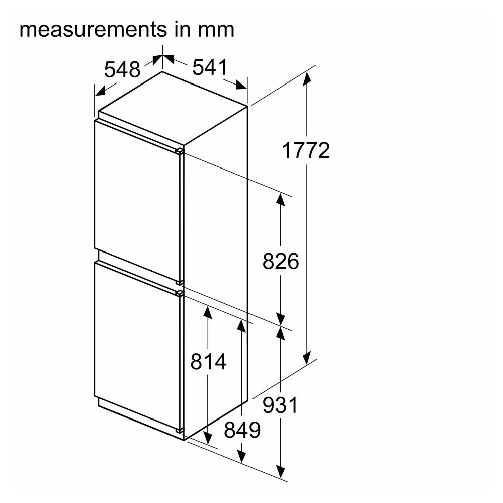 Bosch 177cm Series 2 Integrated 50/50 Frost Free Fridge Freezer KIN85NSE0G
