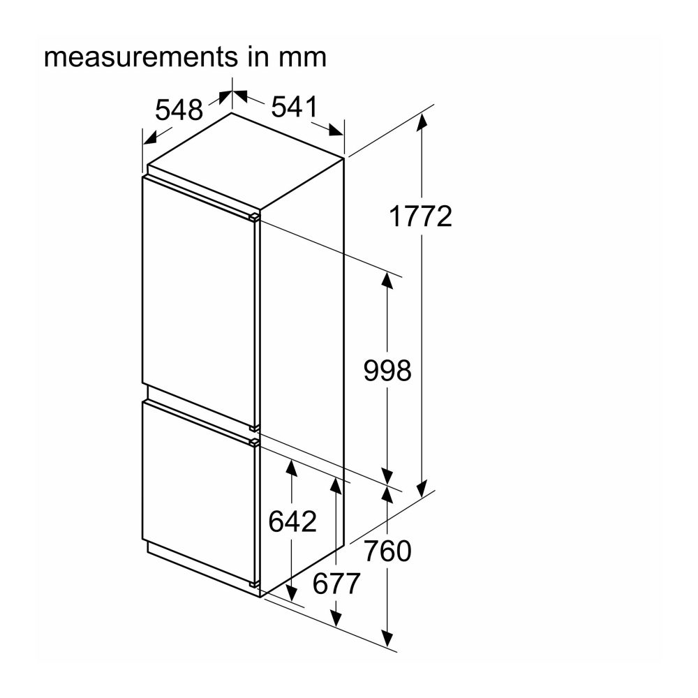Bosch 177cm Series 2 Integrated 60/40 Frost Free Fridge Freezer KIN86NSE0G