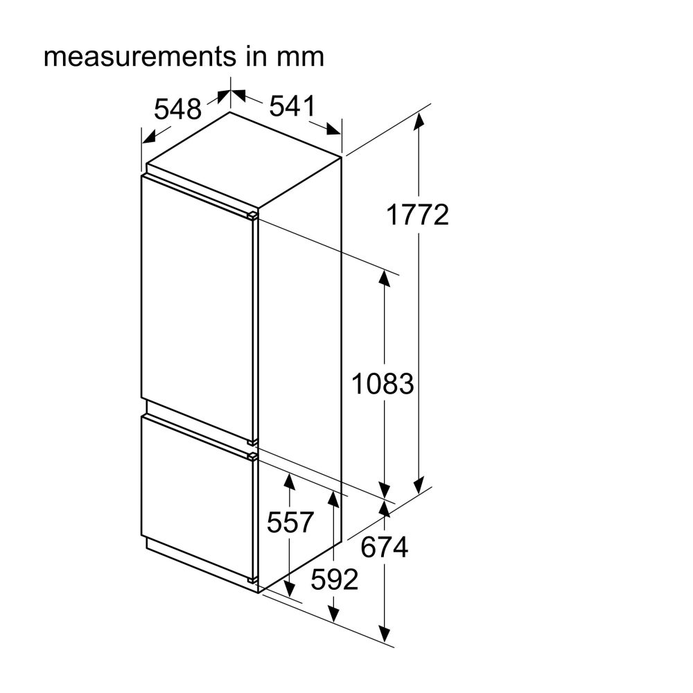 Bosch 177cm Series 2 Integrated 70/30 Fridge Freezer KIV87NSE0G