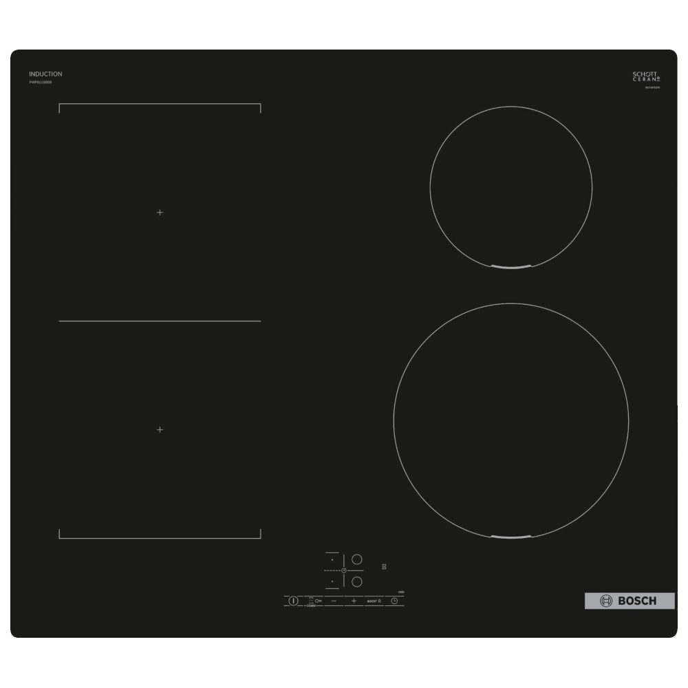 Bosch 60cm Series 4 Frameless CombiZone Induction Hob 13A supply PWP611BB5B – Black