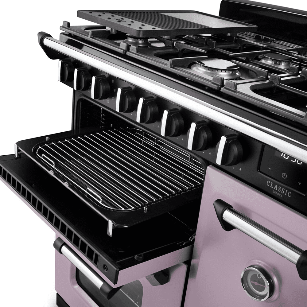 Rangemaster Classic Deluxe 90cm Dual Fuel Range Cooker Chrome Trim 17799 CLDL90DFPHTH/CM1 – Heather
