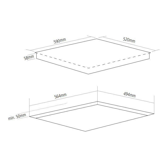Caple 59cm Frameless 4 Zone Induction Hob C848I – BLACK