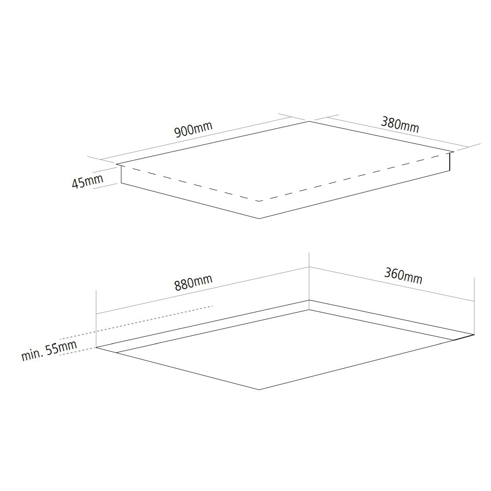 Caple 90cm Frameless Induction Hob C876I – Black
