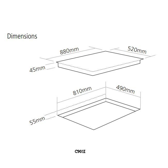Caple 88cm Frameless 5 Zone Touch Control Induction Hob C901I – Black