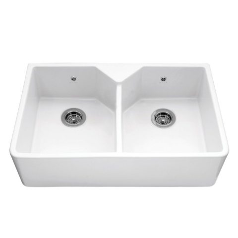 Caple   80cm Double Bowl Ceramic Sink CHEPSTOW2 – White