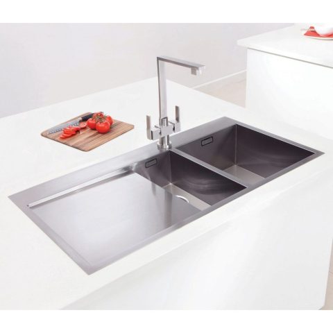 Caple  Cubit 150 1.5 Bowl Inset Sink Left Hand Drainer CU150/L – Stainless Steel