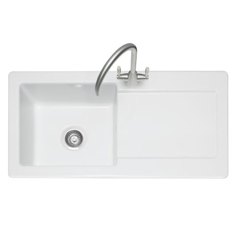Caple  Foxboro 100 Single Bowl Inset Sink Reversible Drainer FOX100 – White