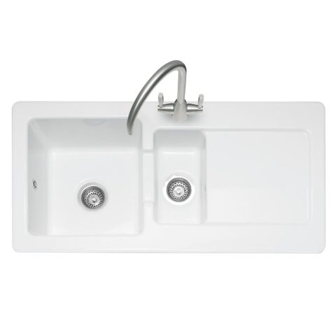 Caple  Foxboro 150 1.5 Bowl Inset Sink Reversible Drainer FOX150 – White