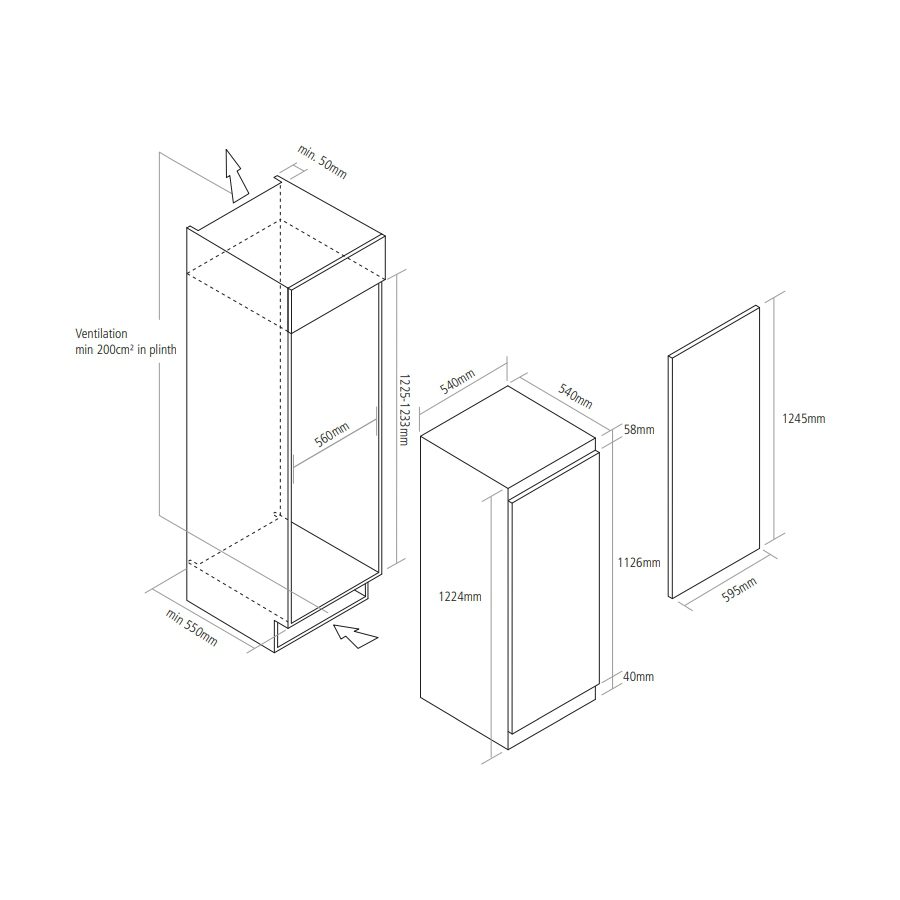 Caple 122cm Integrated In Column Larder Fridge RIL125