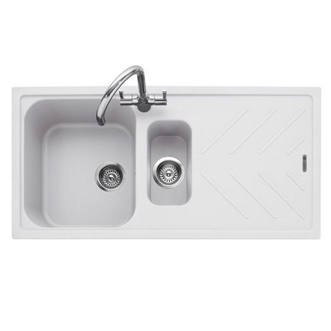 Caple  Veis 150 1.5 Bowl Inset Sink Reversible Drainer VEI150CW – White