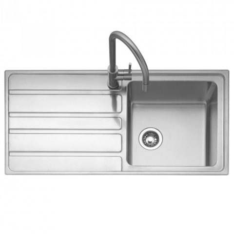 Caple  Vertice 100 Single Bowl Inset Sink Left Hand Drainer VER100L – Stainless Steel