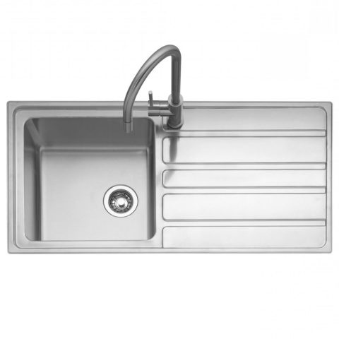 Caple  Vertice 100 Single Bowl Inset Sink Right Hand Drainer VER100R – Stainless Steel