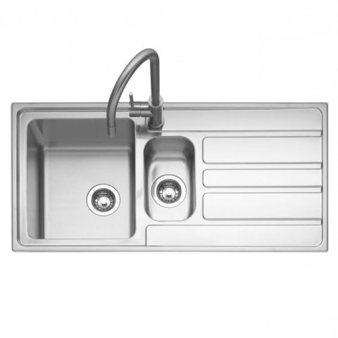 Caple  Vertice 150 1.5 Bowl Inset Sink Right Hand Drainer VER150R – Stainless Steel