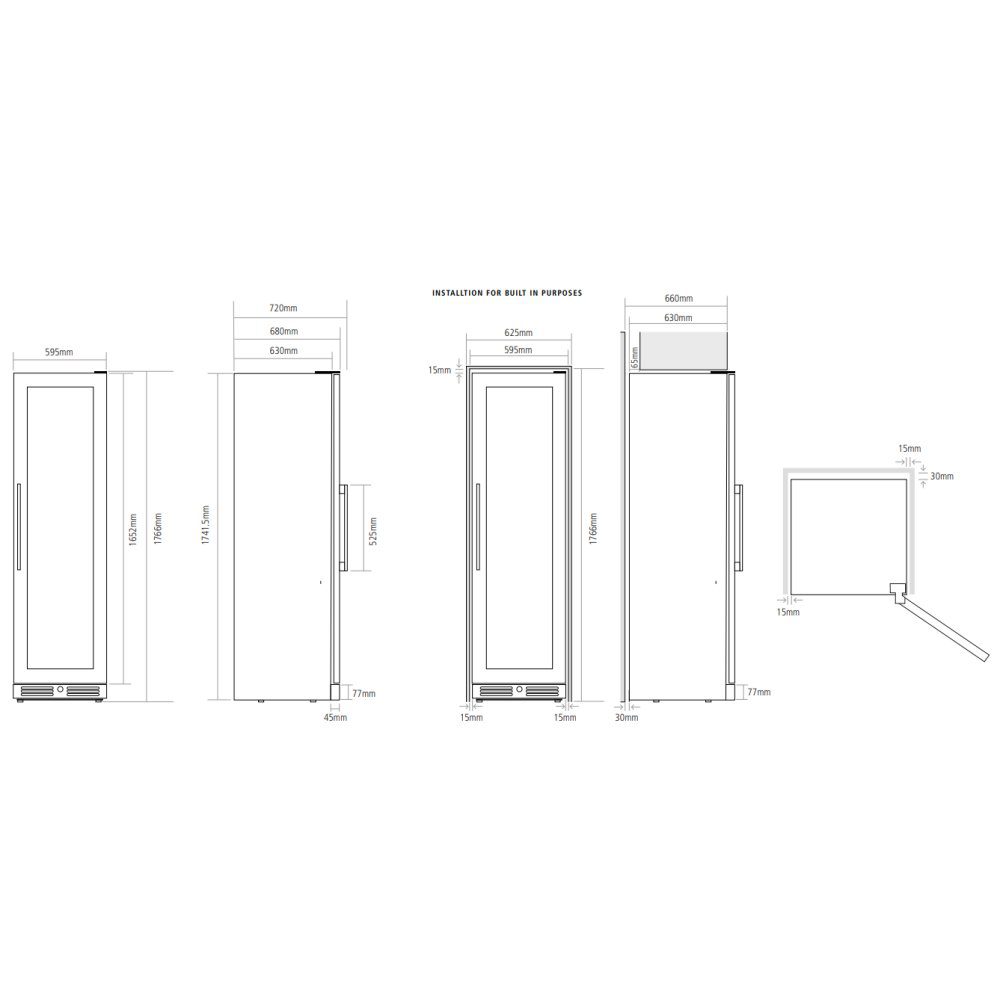 Caple 60cm Freestanding Triple Zone Wine Cooler WF1553BG – Black