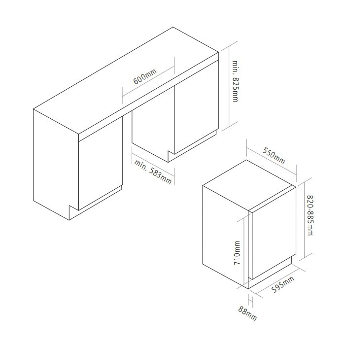 Caple 60cm Sense Premium Integrated Undercounter Dual Zone Wine Cooler WI6161