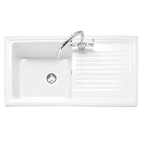 Caple  Wiltshire 100 Single Bowl Inset Sink Reversible Drainer WIL100 – White
