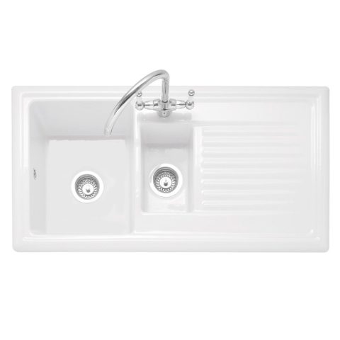 Caple  Wiltshire 150 1.5 Bowl Inset Sink Reversible Drainer WIL150 – White