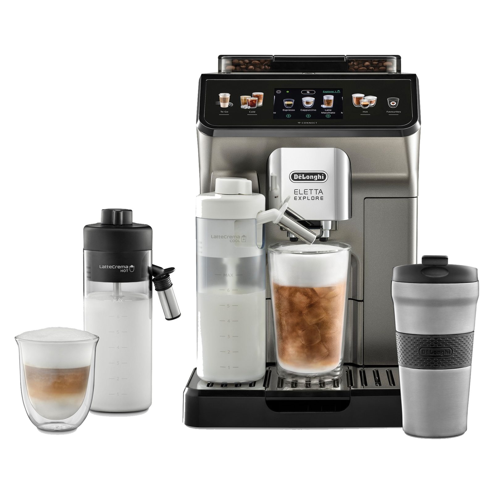 DeLonghi Freestanding Eletta Bean to Cup Coffee Machine ECAM450.86.T – Titanium