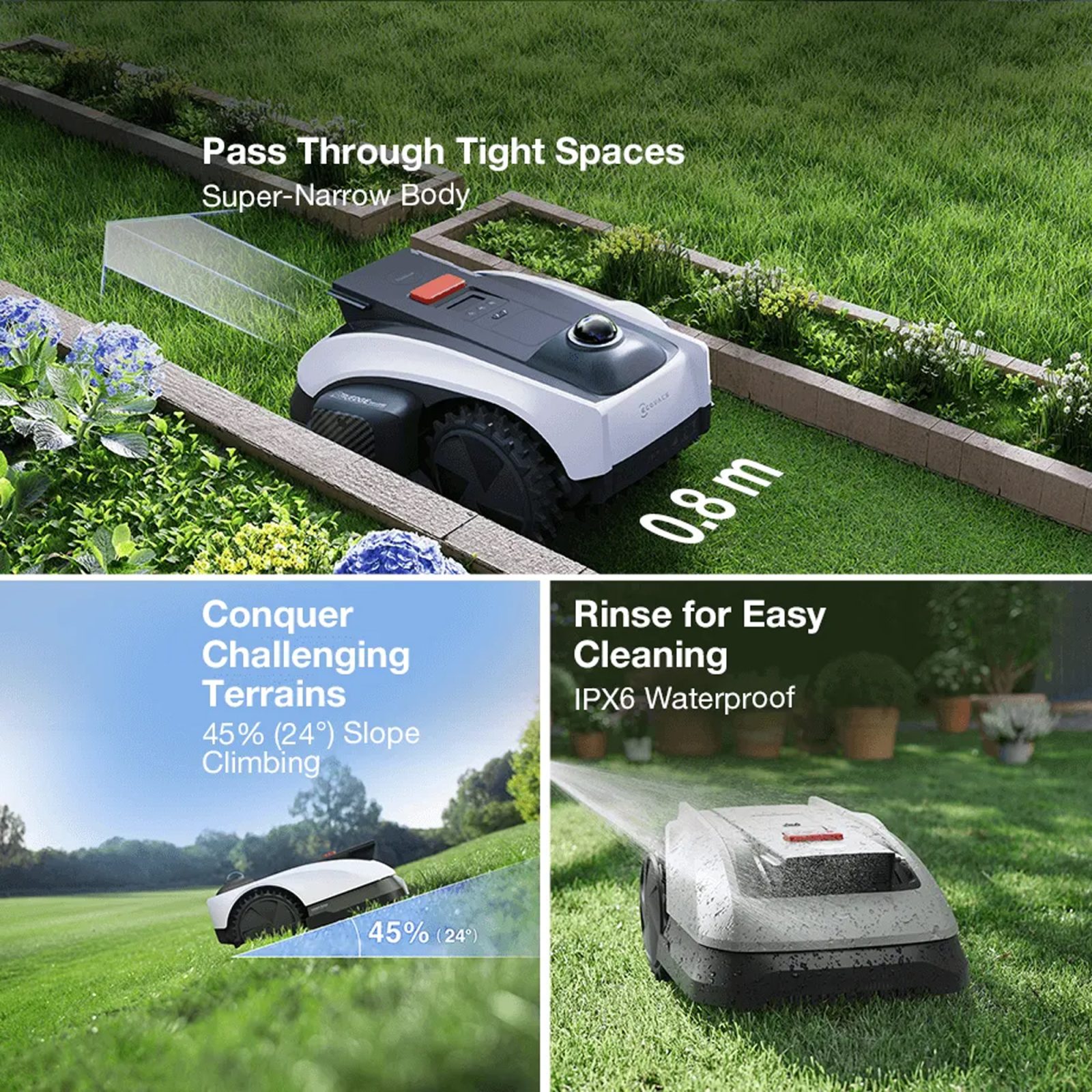 ECOVACS GOAT O1200 LiDAR PRO Robotic Lawn Mower 270-MR2508B – White