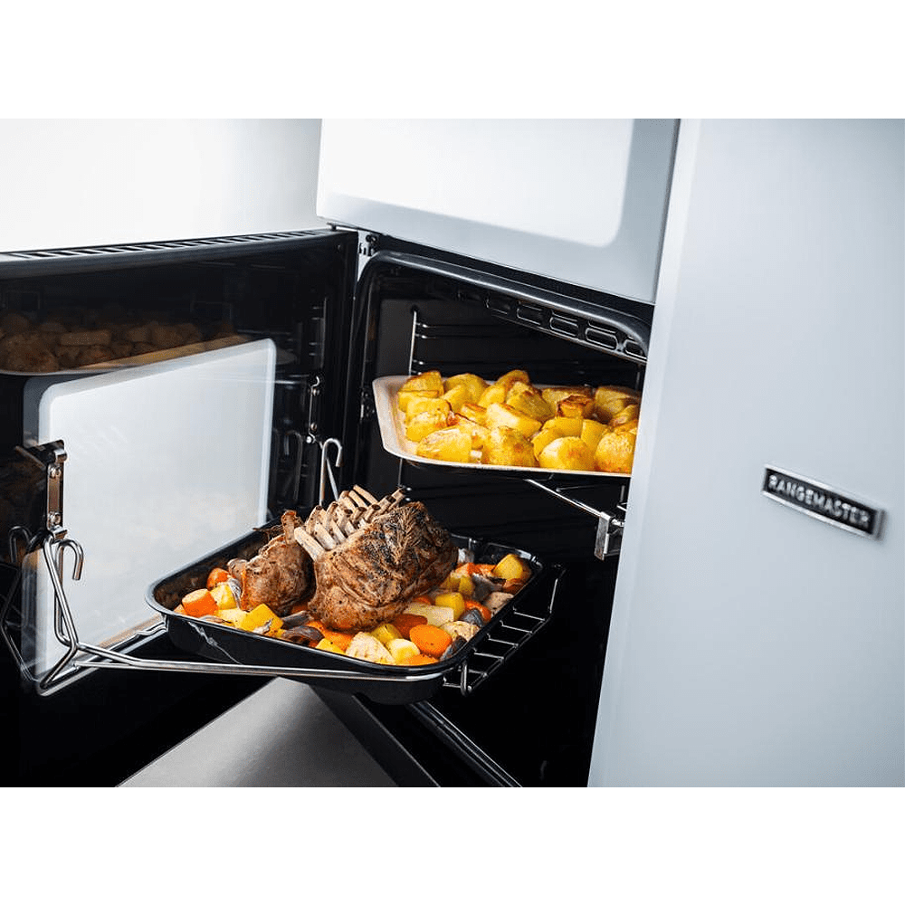 Rangemaster Estel Deluxe 90cm Dual Fuel Range Cooker With Chrome Trim 14982 ESDL90DFPPPK/CM1 – Pale Pink