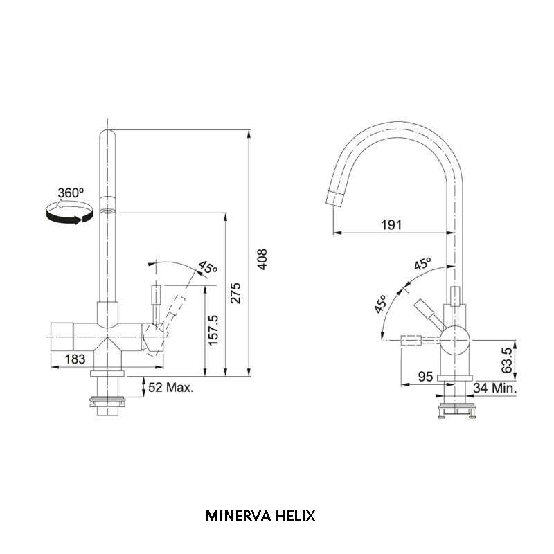 Franke 4-In-1 Helix Electronic Boiling Water Tap MINERVA HELIX ELECTRONIC COPPER – COPPER