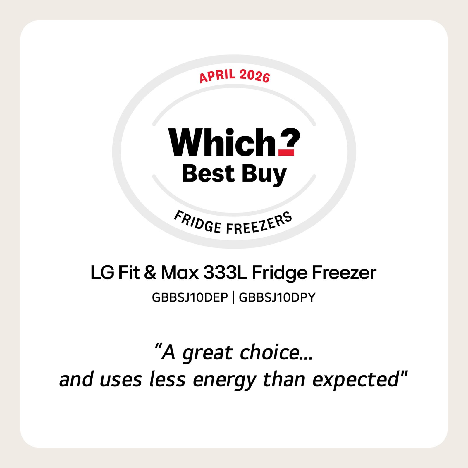 LG 60cm Fit & Max Frost Free Fridge Freezer GBBSJ10DPY - Silver