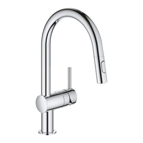 Grohe  Minta Single Lever Mixer Tap C-Spout Pull Out Spray 31862000 – CHROME