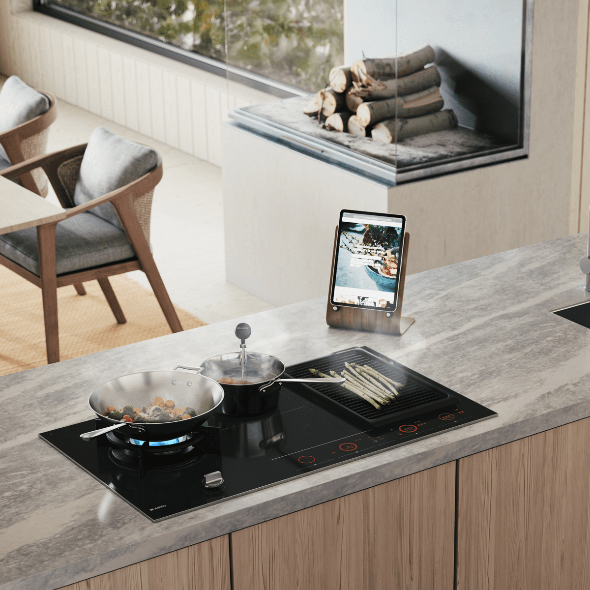 Asko 90cm Mixed Fuel Induction And Gas Hob HIG89524BGB1 – Black