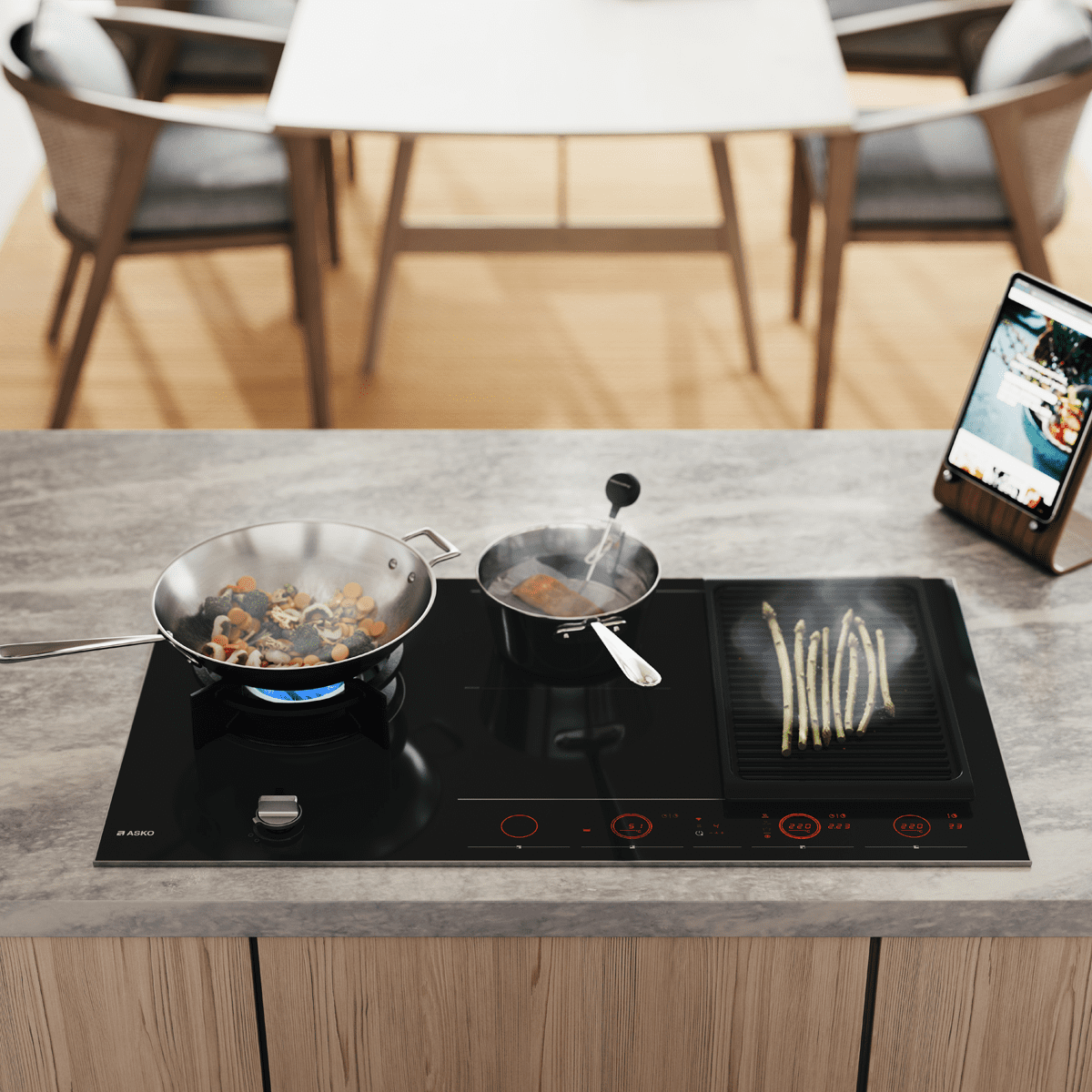 Asko 90cm Mixed Fuel Induction And Gas Hob HIG89524BGB1 – Black