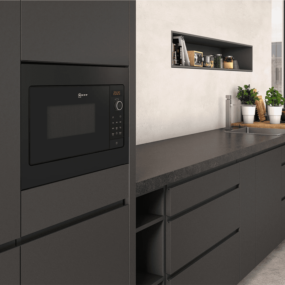Neff 50cm Wide N30 Built In Microwave For Wall Unit HLAWG25S3B – Black