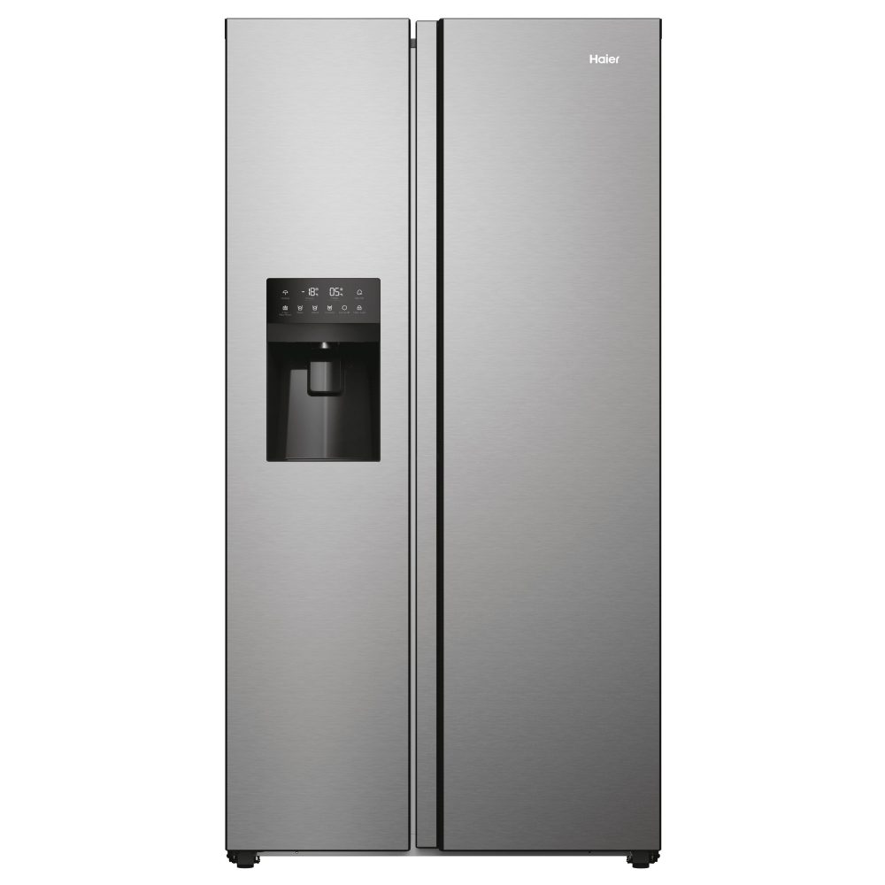 Haier American Style Fridge Freezer Ice & Water HSR5918DIMP – PLATINUM INOX