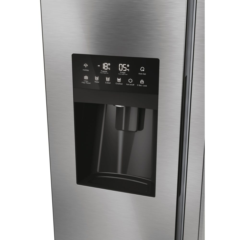Haier American Style Fridge Freezer Ice & Water HSR5918DIMP – PLATINUM INOX
