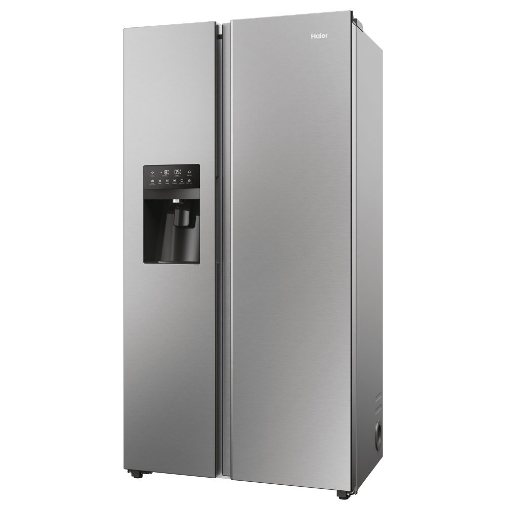 Haier American Style Fridge Freezer Ice & Water HSR5918DIMP – PLATINUM INOX