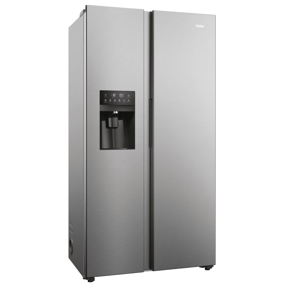 Haier American Style Fridge Freezer Ice & Water HSR5918DIMP – PLATINUM INOX